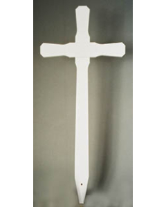 VENTETEGN, KORS, HVITMALT MDF M/ SKILT
