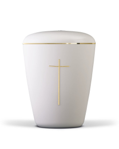 URNE, KREMHVIT MED GULLKORS , TREKANTET 26105