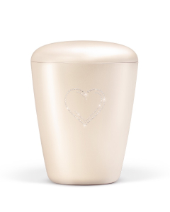 URNE, EXCLUSIVE KREMHVIT PERLEMOR HJERTE KRYSTALL 26701